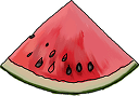 Watermelon slice with seeds illustration.
