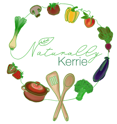 Vegetable wreath with cooking utensils and pot.